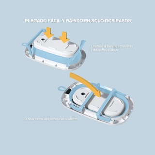 Foto 2 | Bañera de Bebé Plegable con Cojín y Accesorios Azul