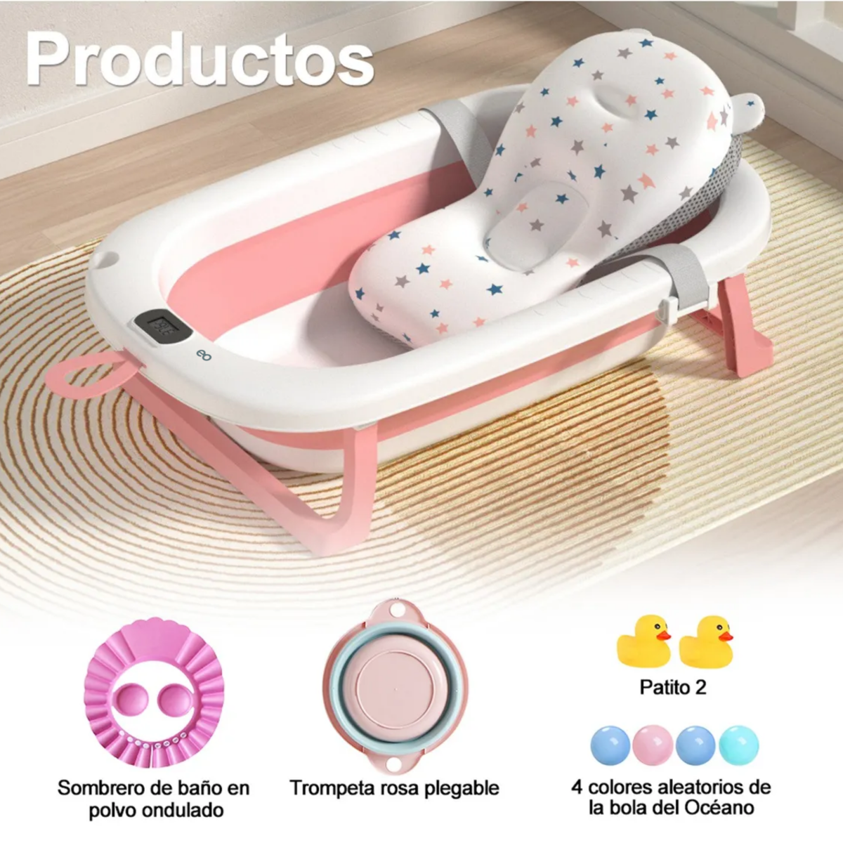 Foto 3 pulgar | Bañera Plegable  con Accesorios y Cojín Rosa