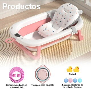 Foto 2 | Bañera Plegable con Accesorios y Cojín Rosa