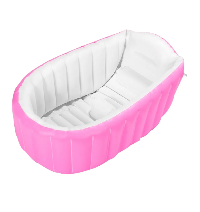 Bañera Inflable Para Bebés Portátil Tina Plegable Con Bomba Color Rosa