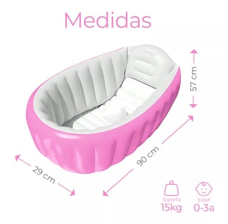 Foto 2 | Bañera Inflable Para Bebés Portátil Tina Plegable Con Bomba Color Rosa