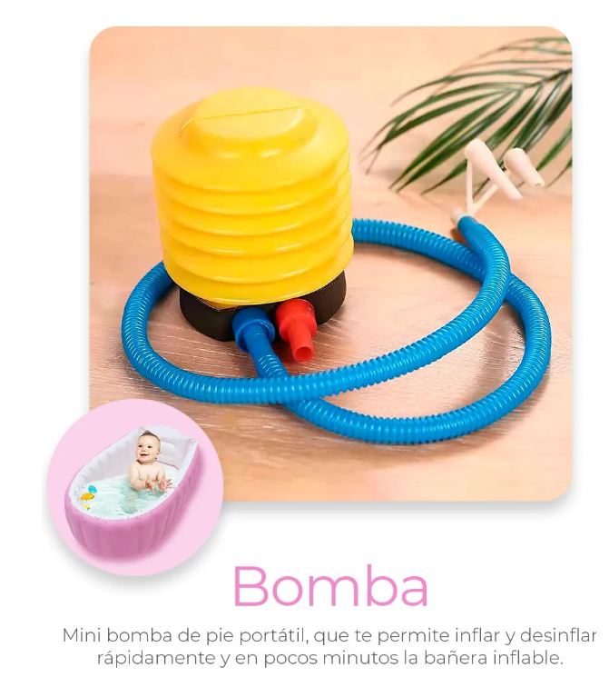 Foto 5 pulgar | Bañera Inflable Para Bebés Portátil Tina Plegable Con Bomba Color Rosa