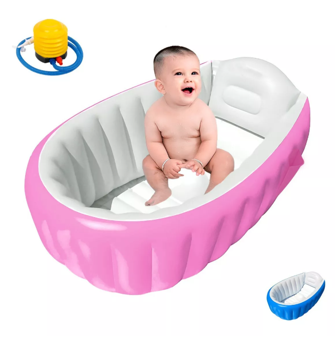 Foto 5 | Bañera Inflable Para Bebés Portátil Tina Plegable Con Bomba Color Rosa