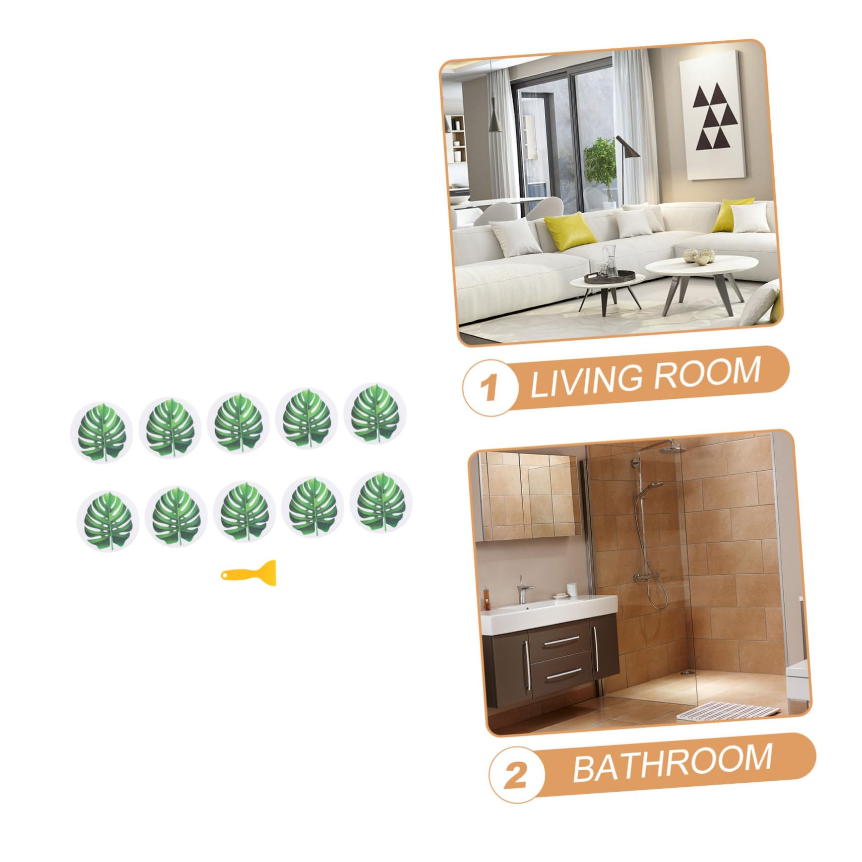 Foto 2 | Set De Calcomanías Antideslizantes Para Bañera Feltechelectr Con Diseño De Hojas - Venta Internacional.