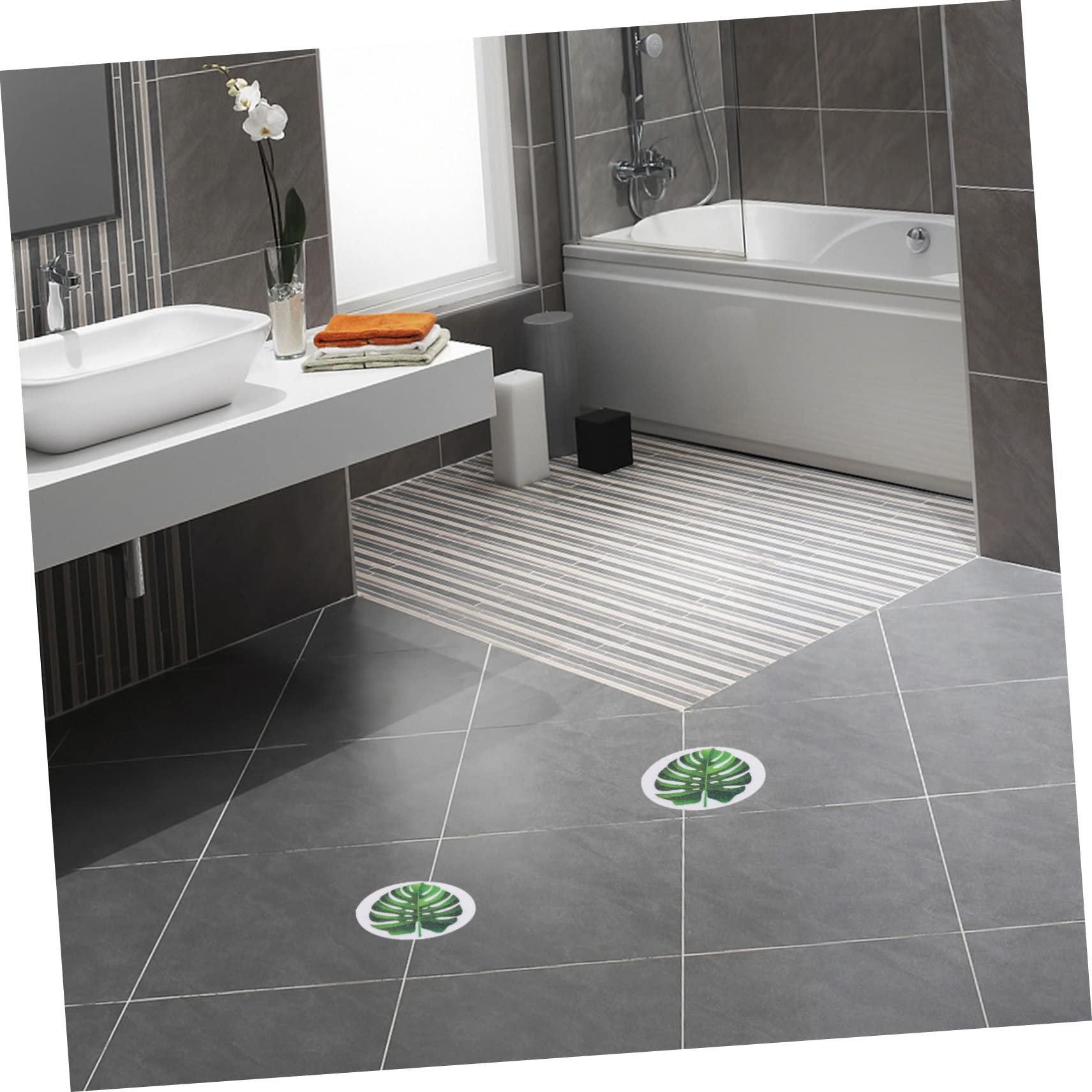 Foto 7 pulgar | Set De Calcomanías Antideslizantes Para Bañera Feltechelectr Con Diseño De Hojas - Venta Internacional.