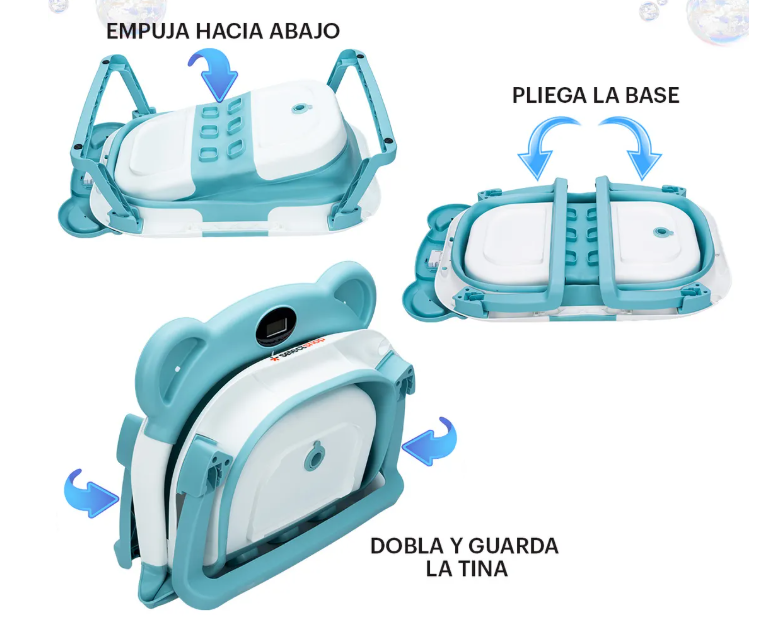 Foto 6 pulgar | Bañera Tina Baño Bebe Plegable Portátil Con Cojín Termometro