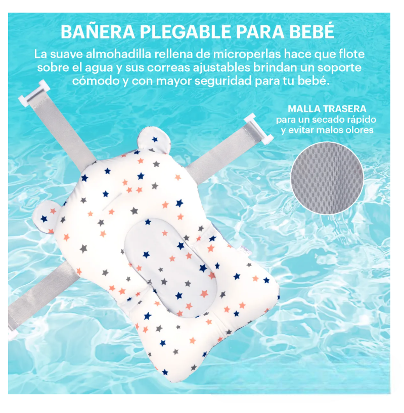 Foto 6 | Bañera Tina Baño Bebe Plegable Portátil Con Cojín Termometro