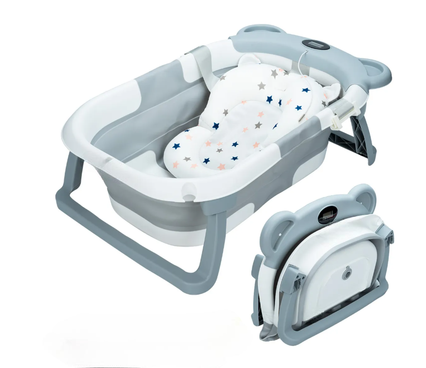 Foto 1 | Bañera Tina Baño Bebe Plegable Portátil Con Cojín Termometro