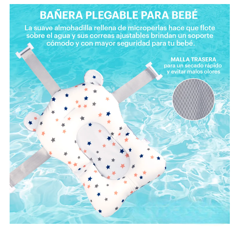 Foto 5 pulgar | Bañera Tina Baño Bebe Plegable Portátil Con Cojín Termometro