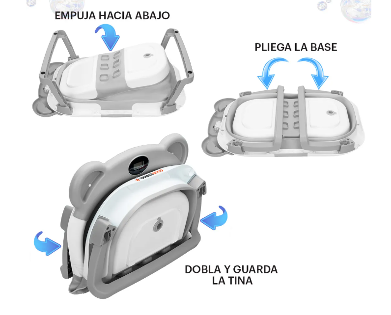 Foto 6 pulgar | Bañera Tina Baño Bebe Plegable Portátil Con Cojín Termometro