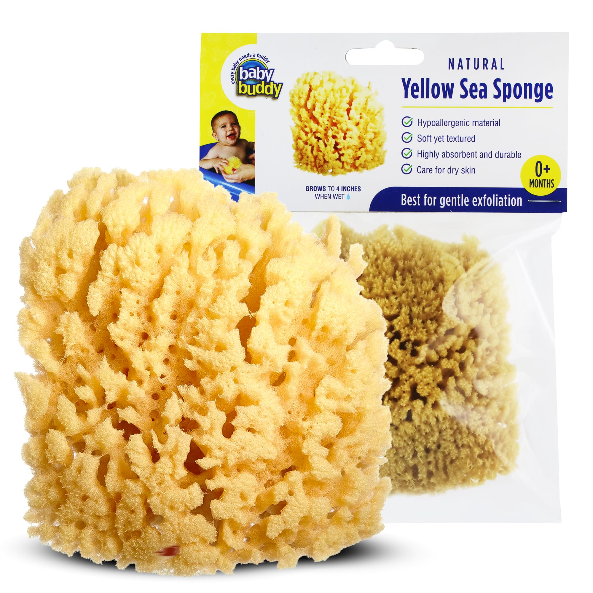 Baño Sea Sponge Baby Buddy De Color Amarillo Natural Para Recién Nacidos, Paquete De 1 Unidad - Venta Internacional.
