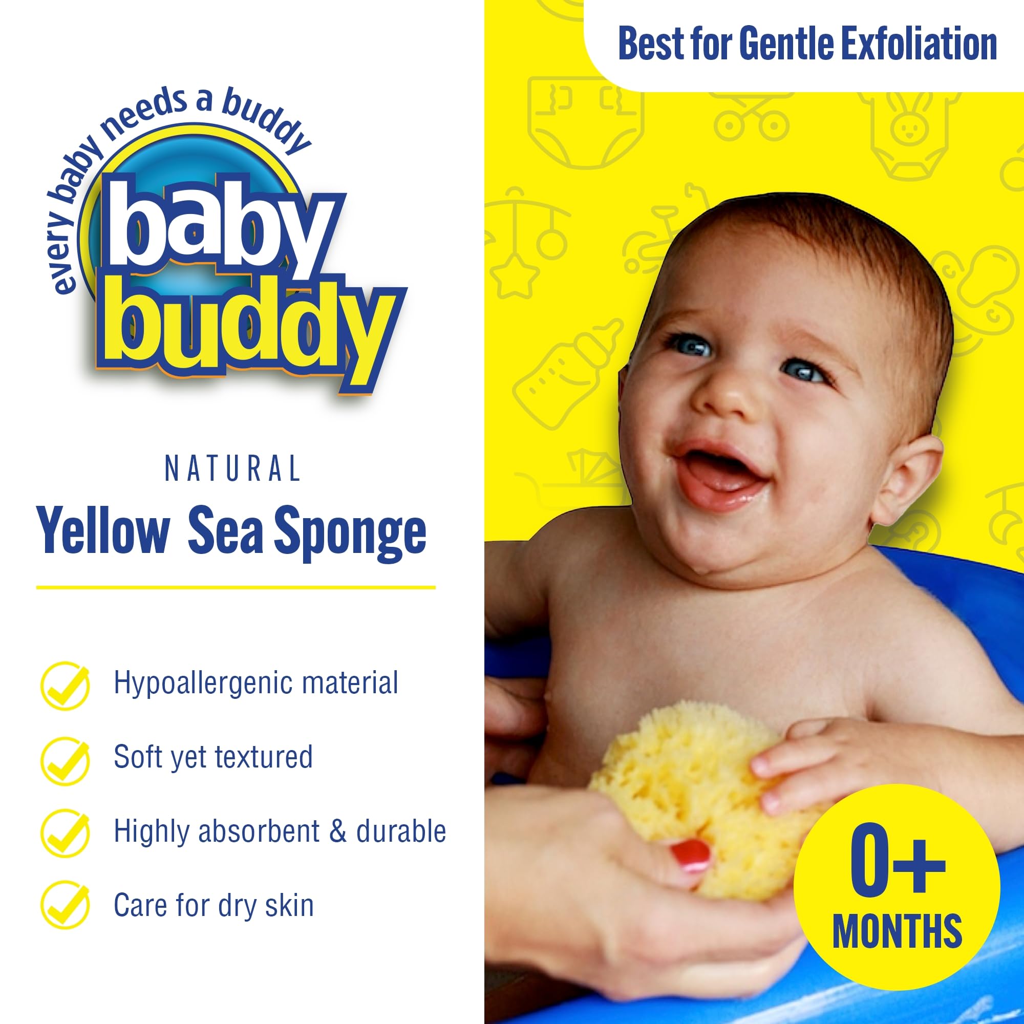 Foto 3 pulgar | Baño Sea Sponge Baby Buddy De Color Amarillo Natural Para Recién Nacidos, Paquete De 1 Unidad - Venta Internacional.