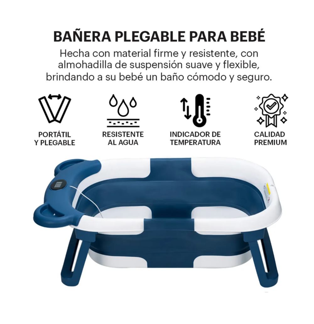 Foto 3 pulgar | Bañera Tina Bebe Con Cojín 2pz Belug  Azul Marino Blanco