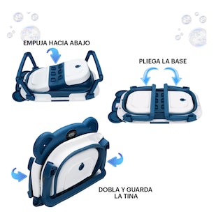 Foto 5 | Bañera Tina Bebe Con Cojín 2pz Belug Azul Marino Blanco