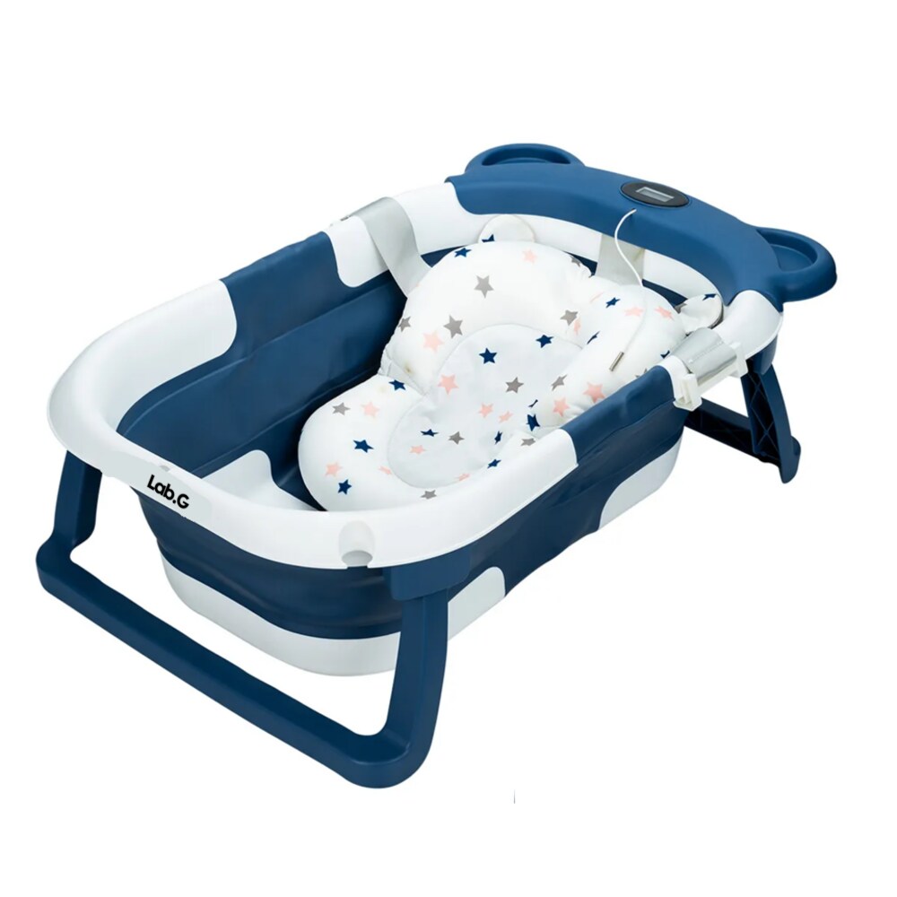 Bañera Tina Bebe Con Cojín 2pz Lab.g  Azul Marino Blanco $1,099