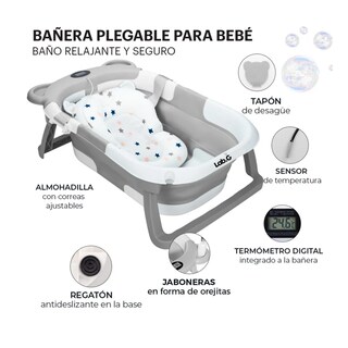 Foto 4 | Bañera Tina Bebe Con Cojín 2pz Lab.g Gris Blanco