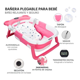 Foto 3 | Bañera Tina Bebe Con Cojín 2pz Lab.g Rosa Blanco