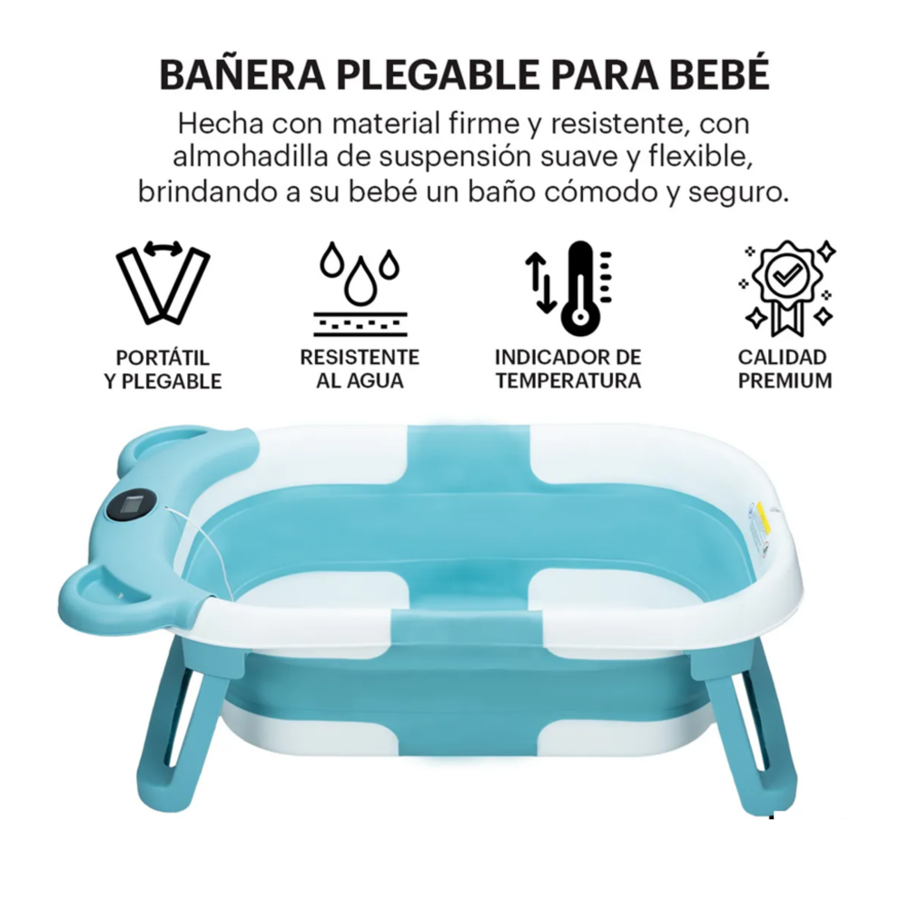 Foto 3 pulgar | Bañera Tina Bebe Con Cojín 2pz Belug  Azul Claro Blanco
