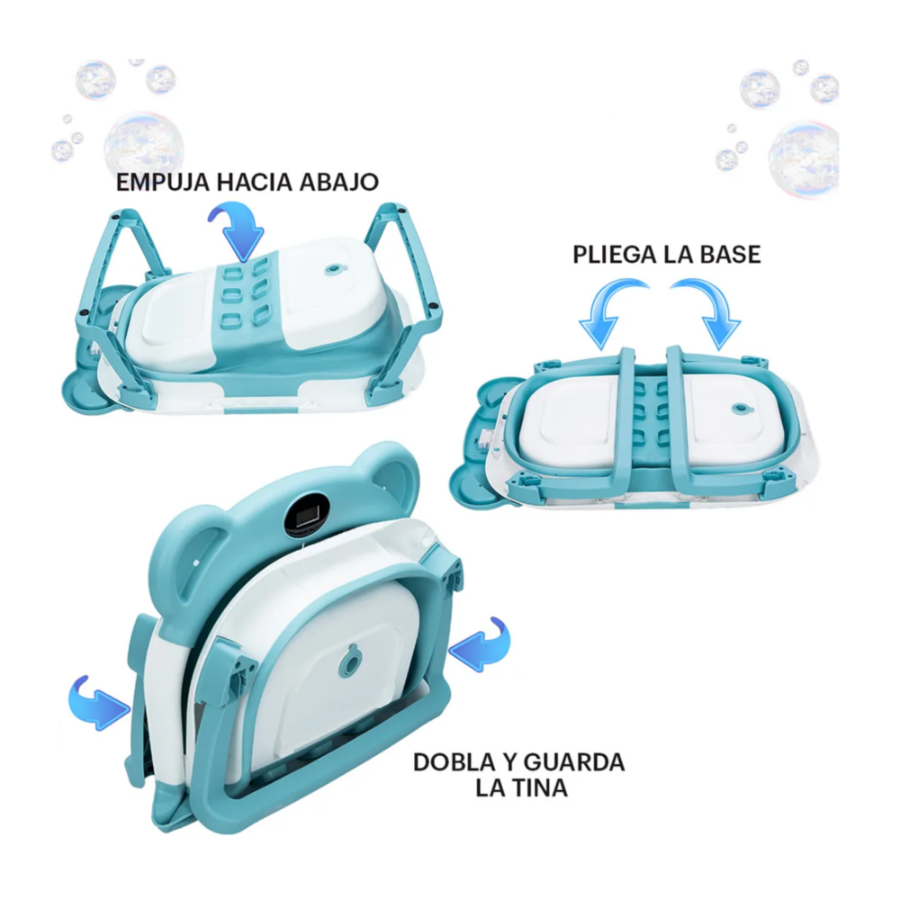 Foto 5 pulgar | Bañera Tina Bebe Con Cojín 2pz Belug  Azul Claro Blanco