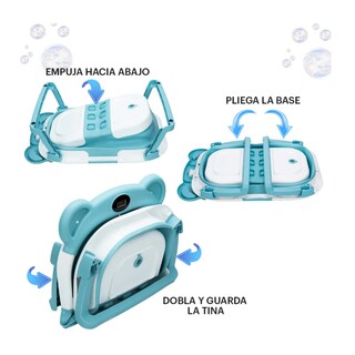 Foto 4 | Bañera Tina Bebe Con Cojín 2pz Belug Azul Claro Blanco
