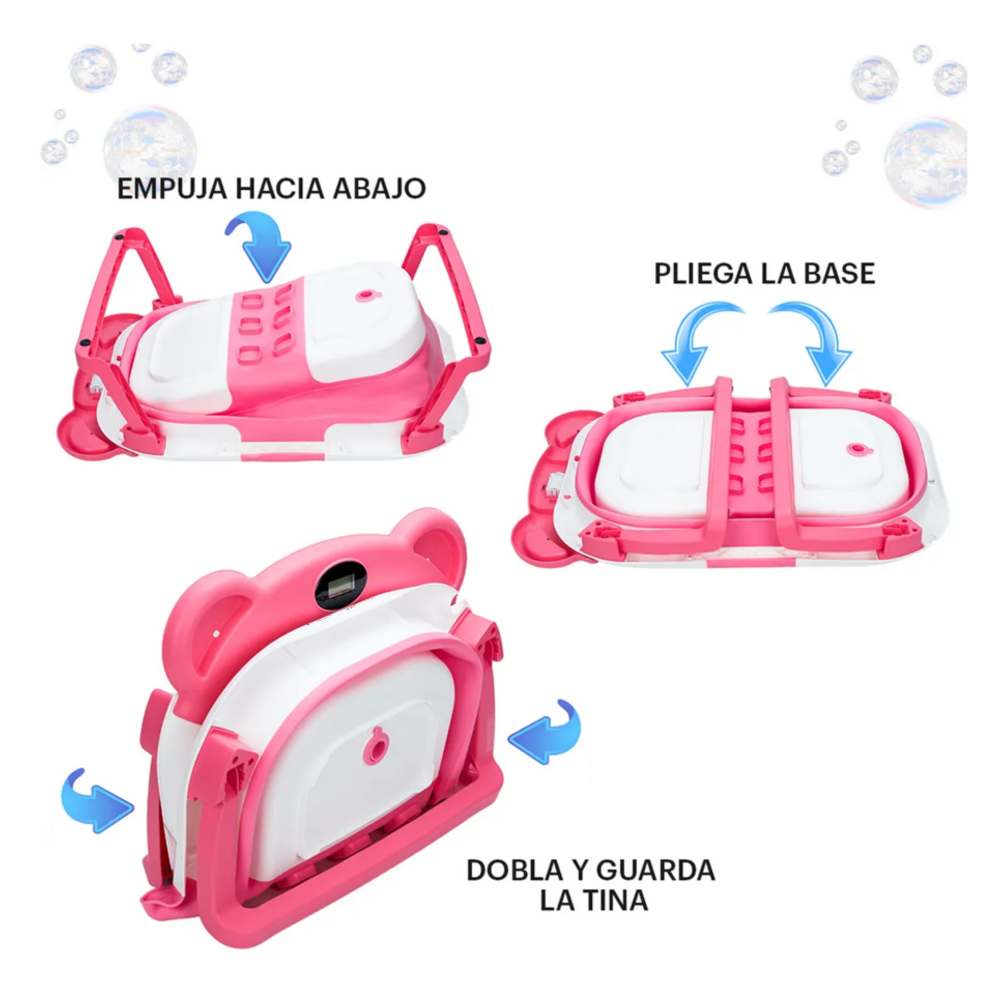 Foto 5 pulgar | Bañera Tina Bebe Con Cojín 2pz Belug Rosa Blanco
