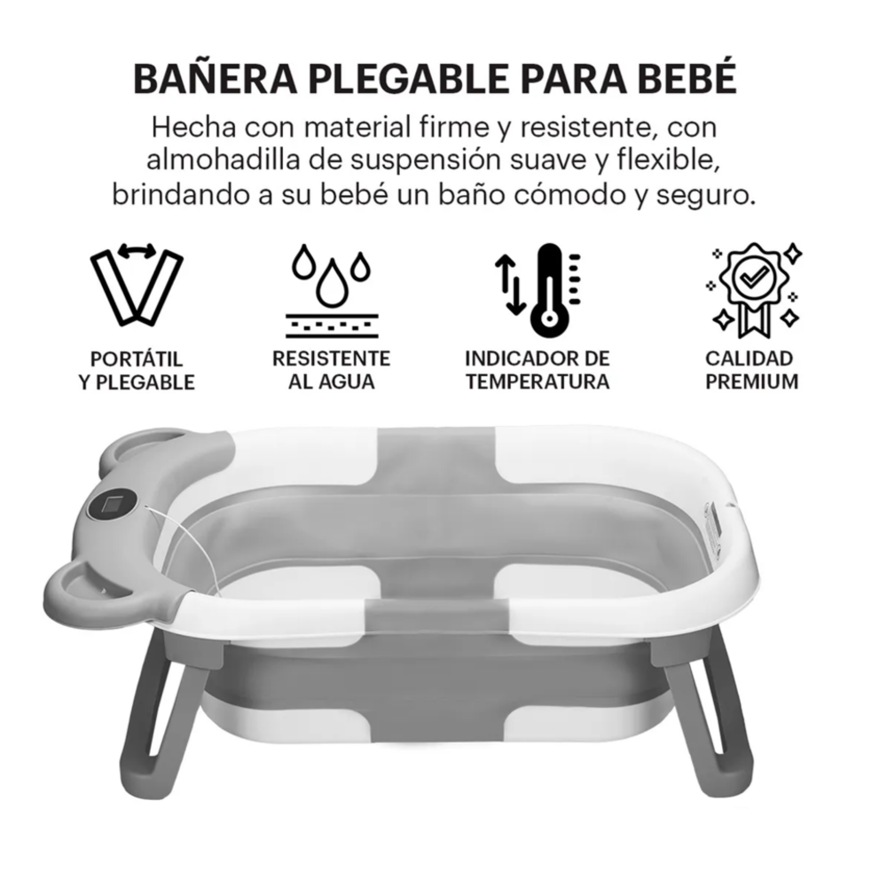Foto 2 | Bañera Tina Bebe Con Cojín 2pz Belug  Gris Blanco