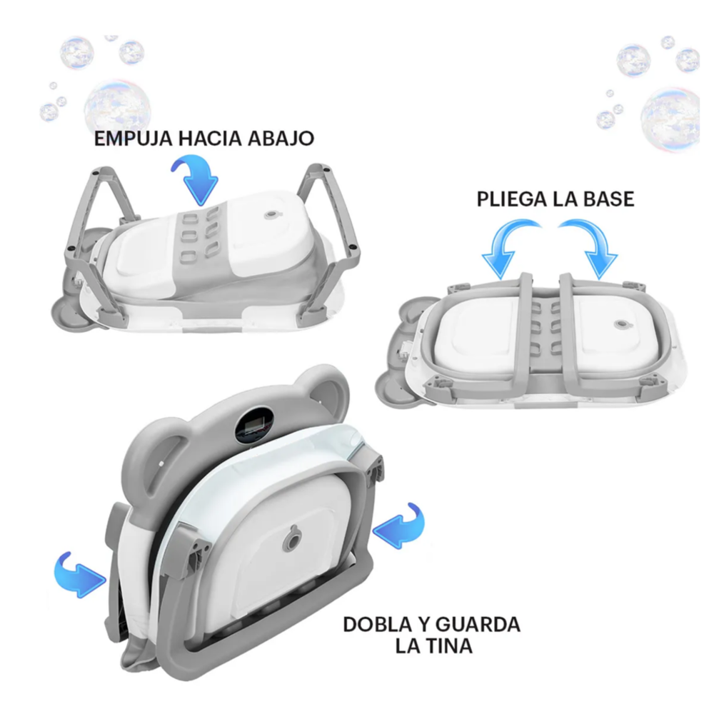 Foto 4 pulgar | Bañera Tina Bebe Con Cojín 2pz Belug  Gris Blanco