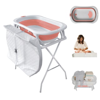 Foto 1 | Bebbly Bañera Para Bebé Con Soporte Metálico Tina 2 En 1 Con Cambiador (rosa)