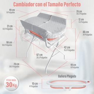 Foto 2 | Bebbly Bañera Para Bebé Con Soporte Metálico Tina 2 En 1 Con Cambiador (rosa)