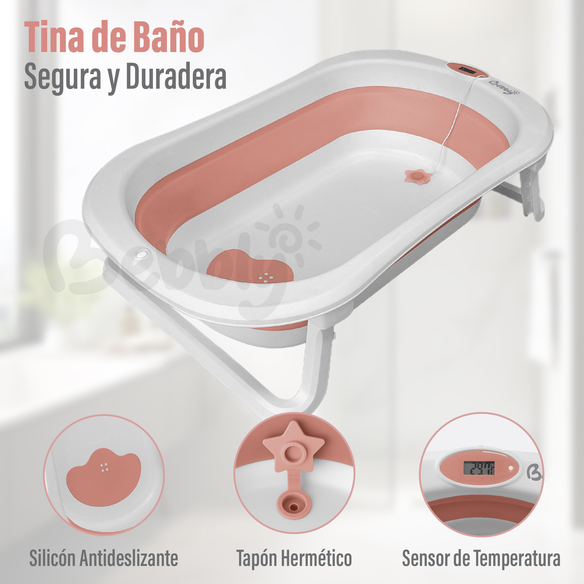 Foto 4 pulgar | Bebbly Bañera Para Bebé Con Soporte Metálico  Tina 2 En 1 Con Cambiador (rosa)