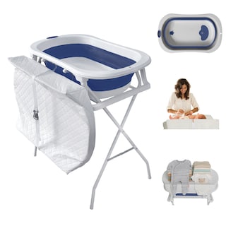Foto 1 | Bebbly Bañera Para Bebé Con Soporte Metálico Tina 2 En 1 Con Cambiador (azul)