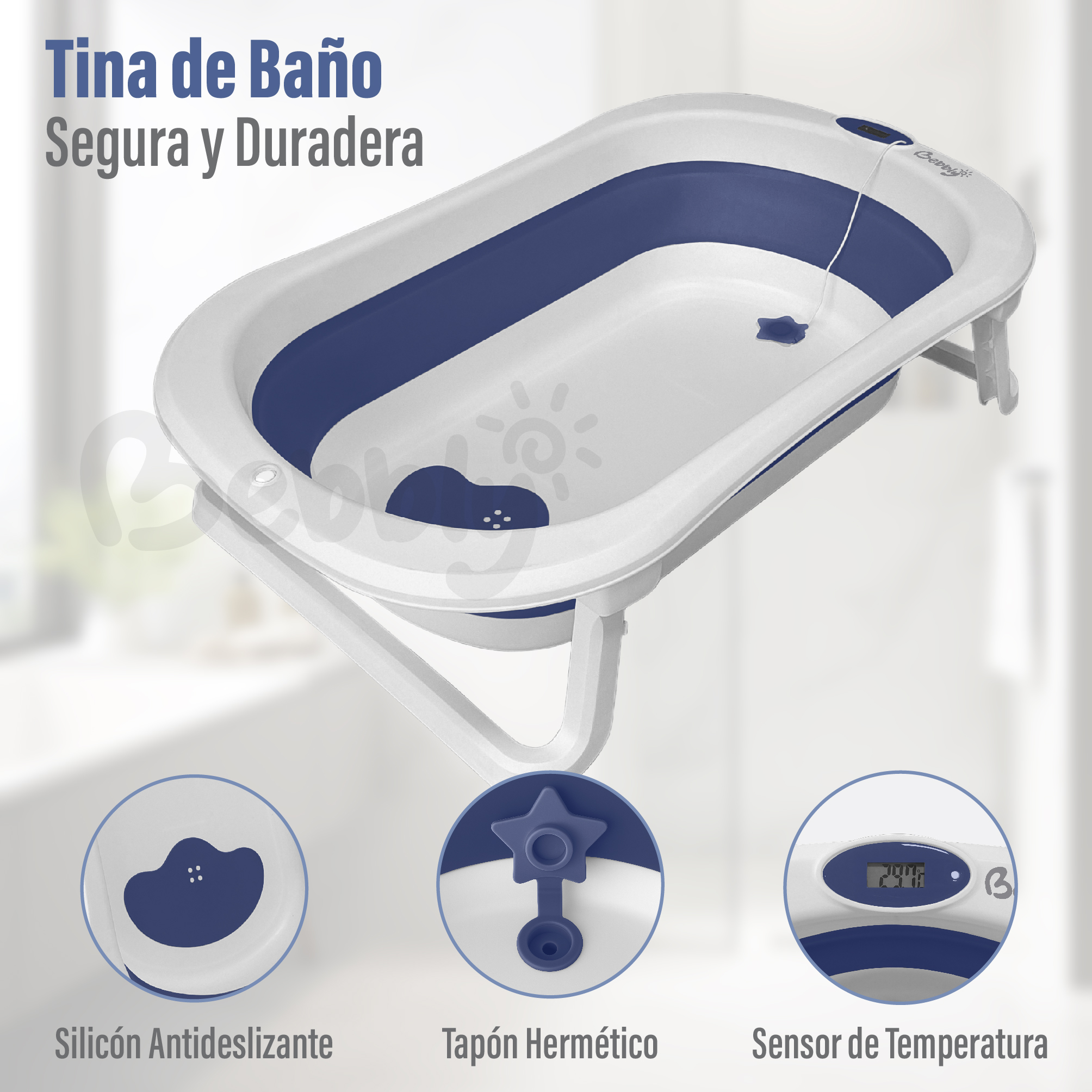 Foto 4 pulgar | Bebbly Bañera Para Bebé Con Soporte Metálico  Tina 2 En 1 Con Cambiador (azul)