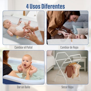Foto 6 | Bebbly Bañera Para Bebé Con Soporte Metálico Tina 2 En 1 Con Cambiador (azul)