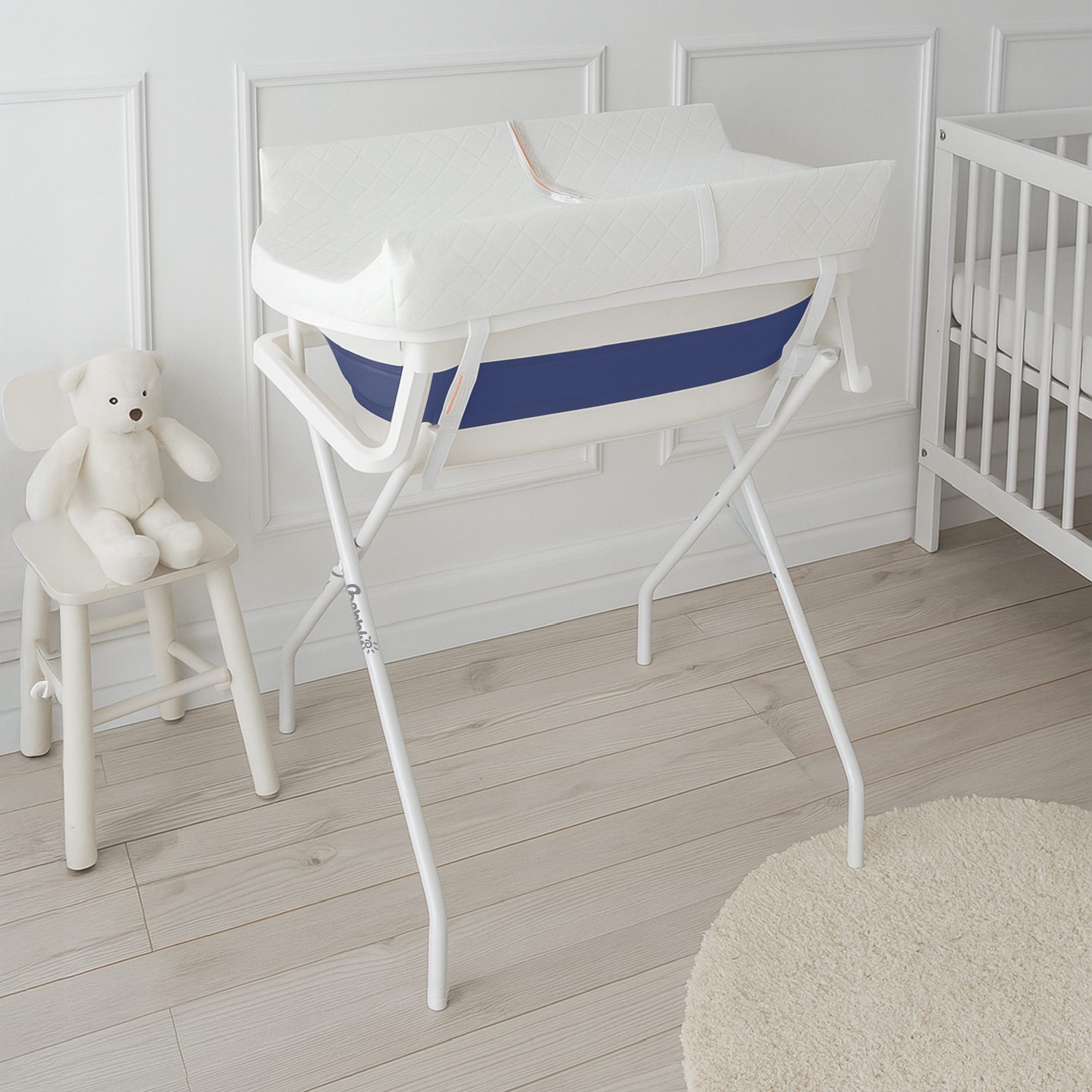 Foto 8 | Bebbly Bañera Para Bebé Con Soporte Metálico  Tina 2 En 1 Con Cambiador (azul)