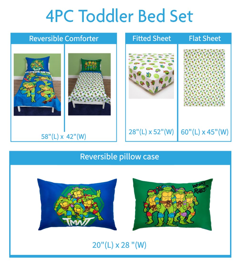 Foto 3 pulgar | Juego De Ropa De Cama Para Niños Pequeños Teenage Mutant Ninja Turtles, 4 Piezas - Venta Internacional.