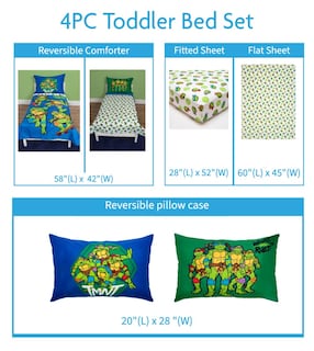 Foto 2 | Juego De Ropa De Cama Para Niños Pequeños Teenage Mutant Ninja Turtles, 4 Piezas - Venta Internacional.