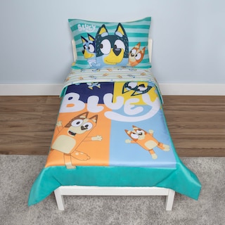 Foto 1 | Juego De Ropa De Cama Para Niños Pequeños Bluey, Sábana De 4 Piezas, Azul - Venta Internacional.