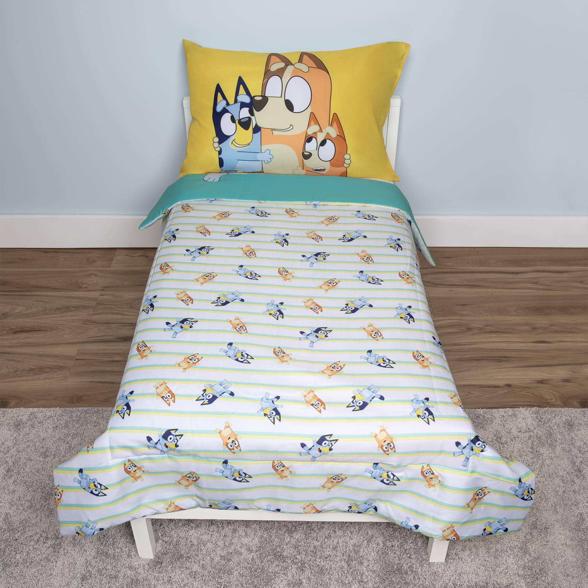 Foto 3 pulgar | Juego De Ropa De Cama Para Niños Pequeños Bluey, Sábana De 4 Piezas, Azul - Venta Internacional.