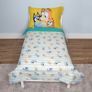 Foto 2 | Juego De Ropa De Cama Para Niños Pequeños Bluey, Sábana De 4 Piezas, Azul - Venta Internacional.