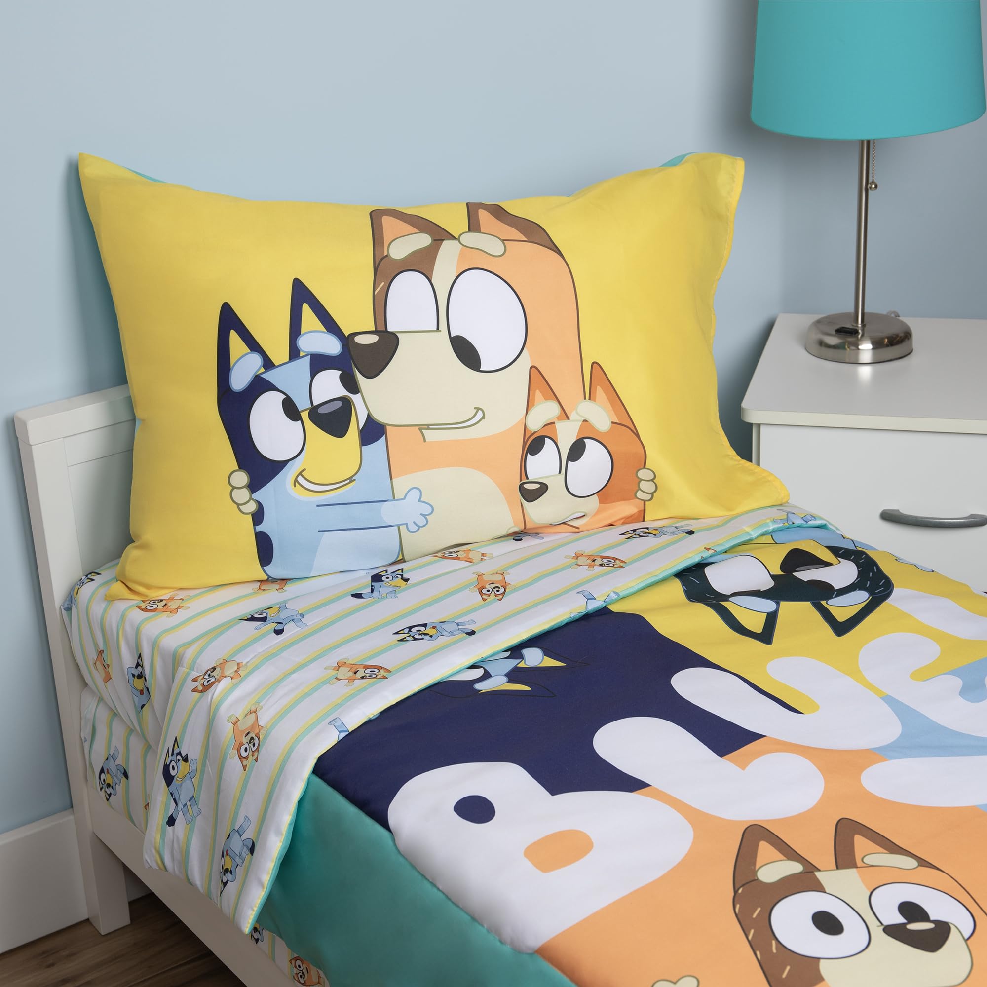 Foto 7 pulgar | Juego De Ropa De Cama Para Niños Pequeños Bluey, Sábana De 4 Piezas, Azul - Venta Internacional.