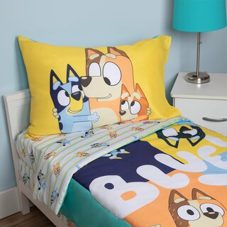 Foto 6 | Juego De Ropa De Cama Para Niños Pequeños Bluey, Sábana De 4 Piezas, Azul - Venta Internacional.