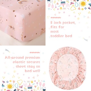 Foto 3 | Juego De Ropa De Cama Para Niños Pequeños Jsd Pink Unicorn De 4 Piezas, Cama En Bolsa - Venta Internacional.