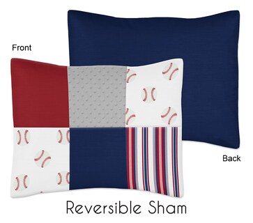 Foto 2 | Juego De Ropa De Cama Sweet Jojo Designs Baseball Patch Rojo, Azul Y Gris - Venta Internacional.