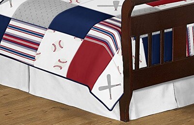 Foto 4 | Juego De Ropa De Cama Sweet Jojo Designs Baseball Patch Rojo, Azul Y Gris - Venta Internacional.