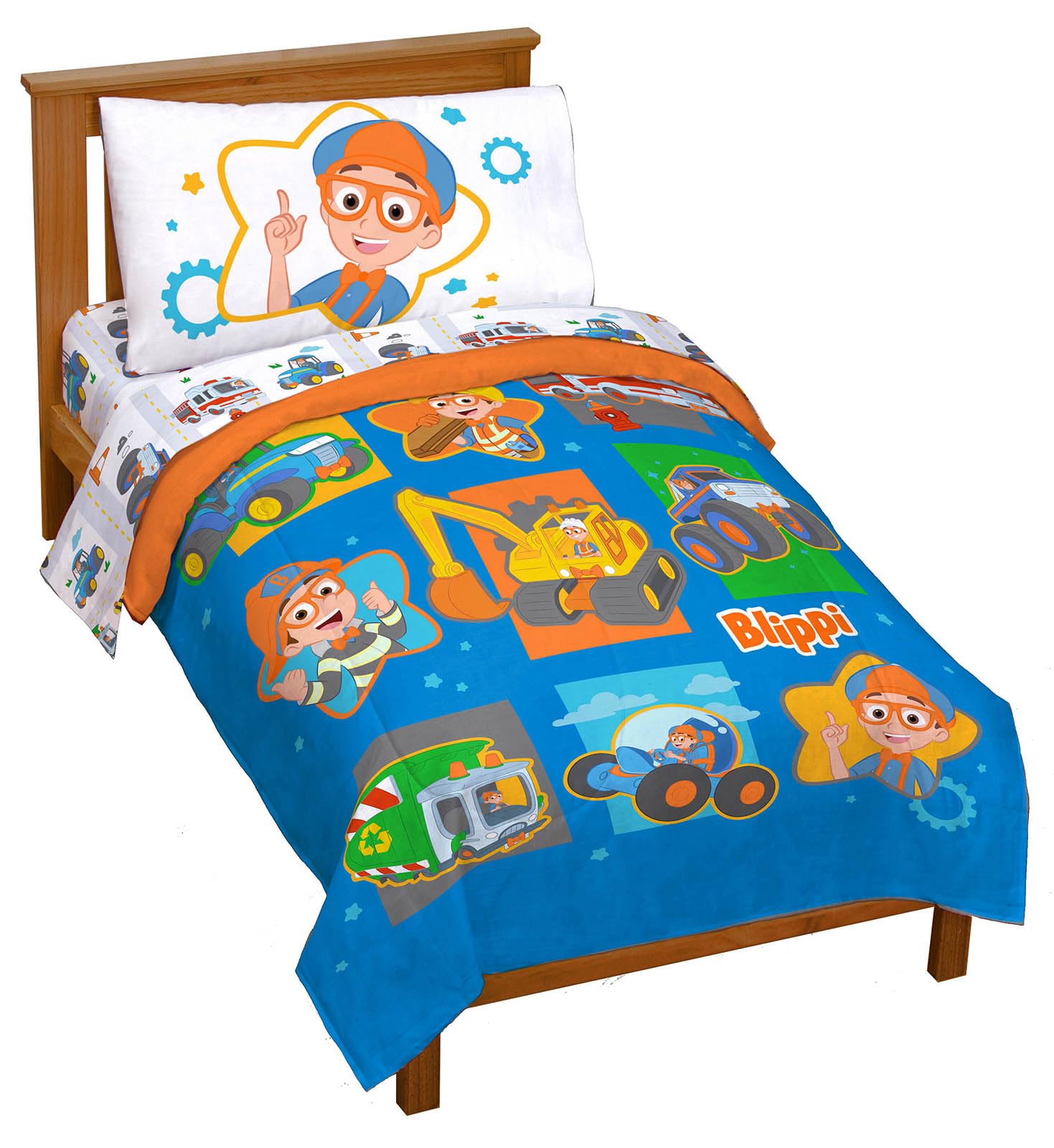 Set De Edredón Jay Franco Blippi & Meekah Trucks Para Niños Pequeños - Venta Internacional.