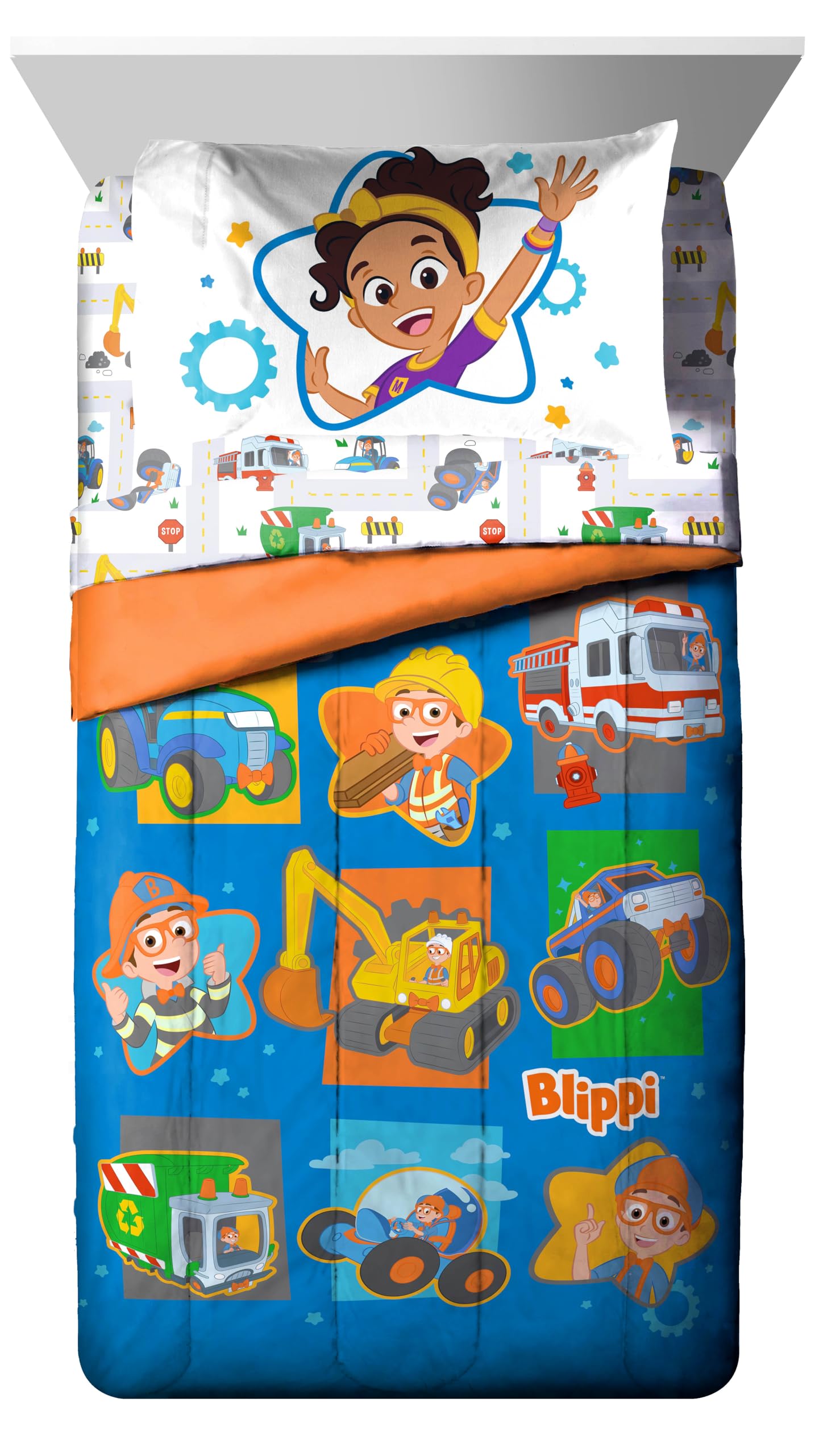 Foto 3 pulgar | Set De Edredón Jay Franco Blippi & Meekah Trucks Para Niños Pequeños - Venta Internacional.