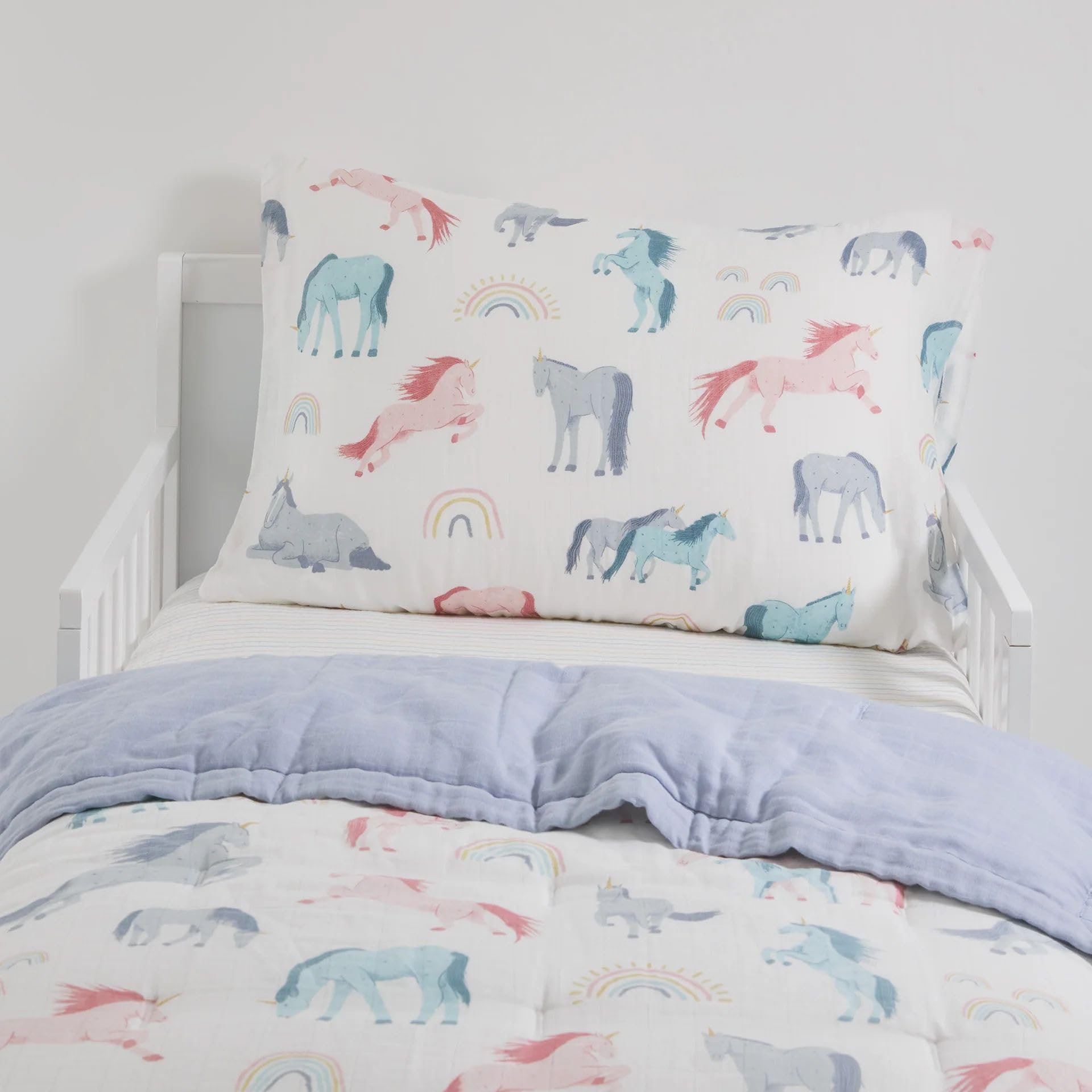 Foto 3 | Juego De Ropa De Cama Para Niños Pequeños, Muselina De Algodón Con Forma De Unicornio, 3 Piezas - Venta Internacional.