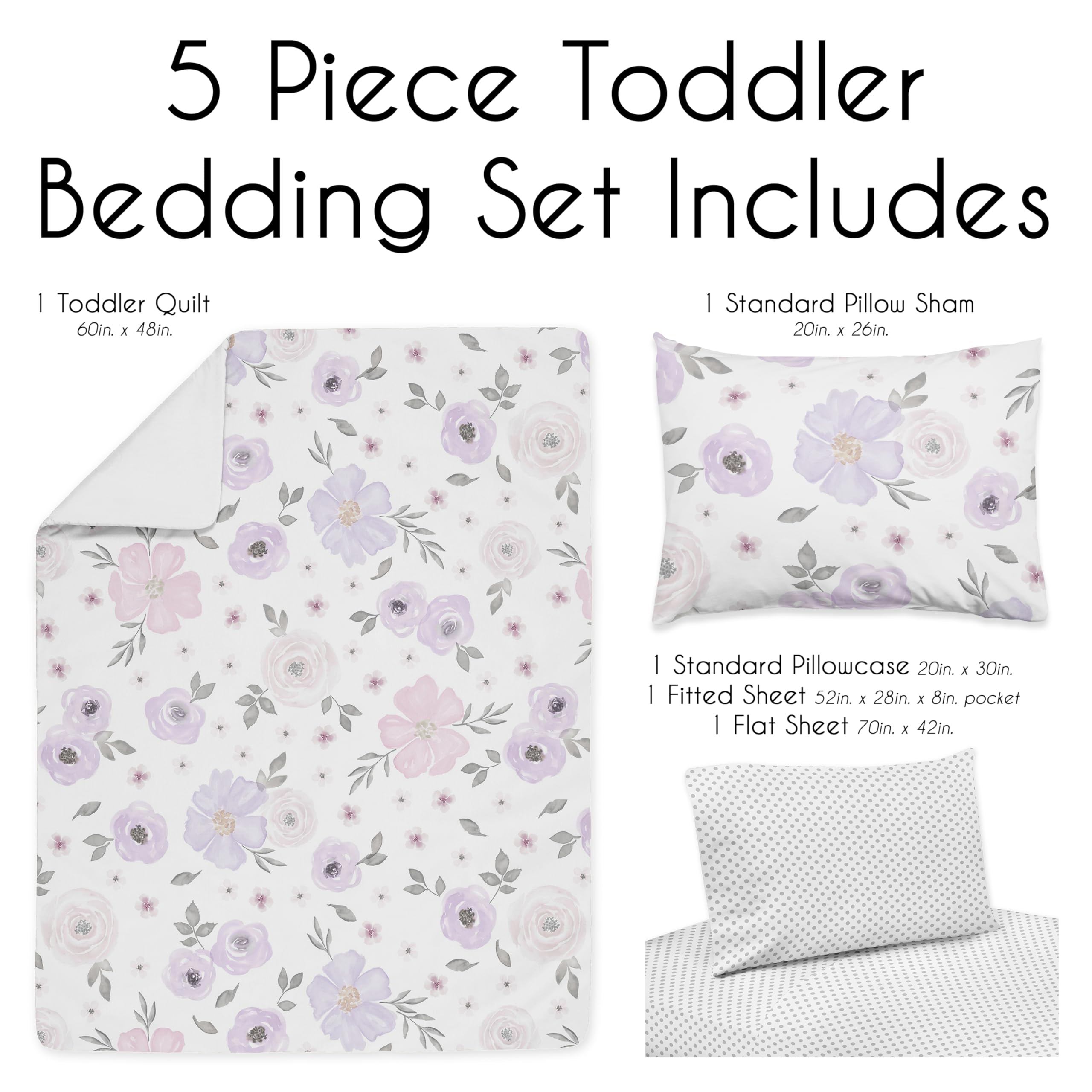 Foto 4 pulgar | Juego de Ropa de Cama Sweet Jojo Designs Estampado Floral para Niños 5 Piezas - Venta Internacional