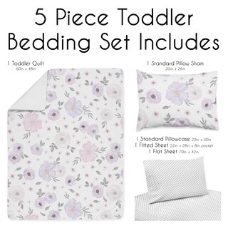 Foto 3 | Juego de Ropa de Cama Sweet Jojo Designs Estampado Floral para Niños 5 Piezas - Venta Internacional