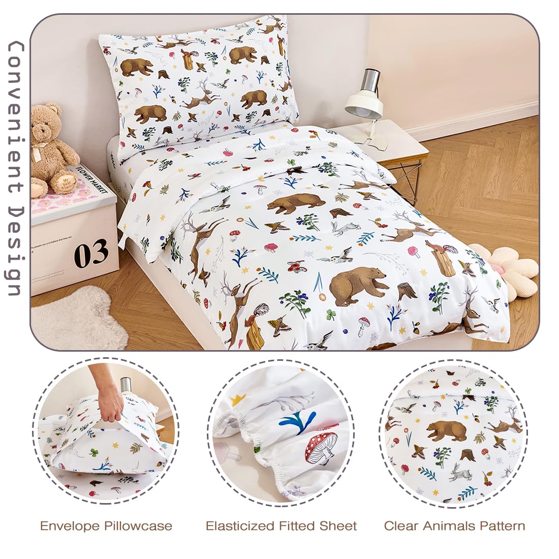 Foto 6 pulgar | Juego De Ropa De Cama Perfemet Woodland Animal Reversible - Venta Internacional